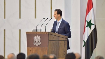 Le président syrien lors d'un discours à Damas