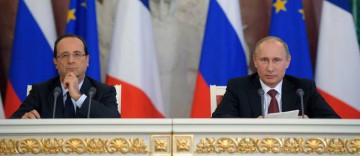 François Hollande et Vladimir Poutine lors de leur conférence de presse commune, en février 2013, à Moscou.